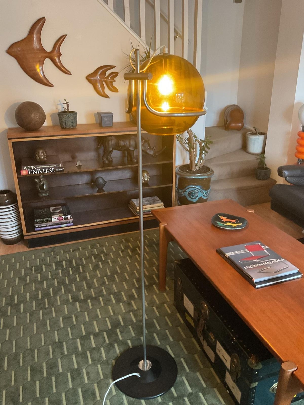 photo vintage Designer Smoked Glass Floor Lamp In Mid Century Style By Házi Tibor, Hungary 70s