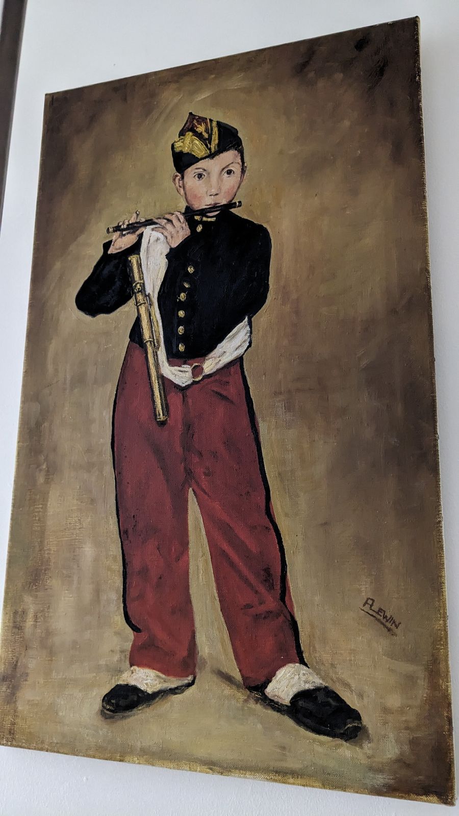 In The Manner Of Edouard Manet "The Fife" Oil On Canvas Painting photo for sale
