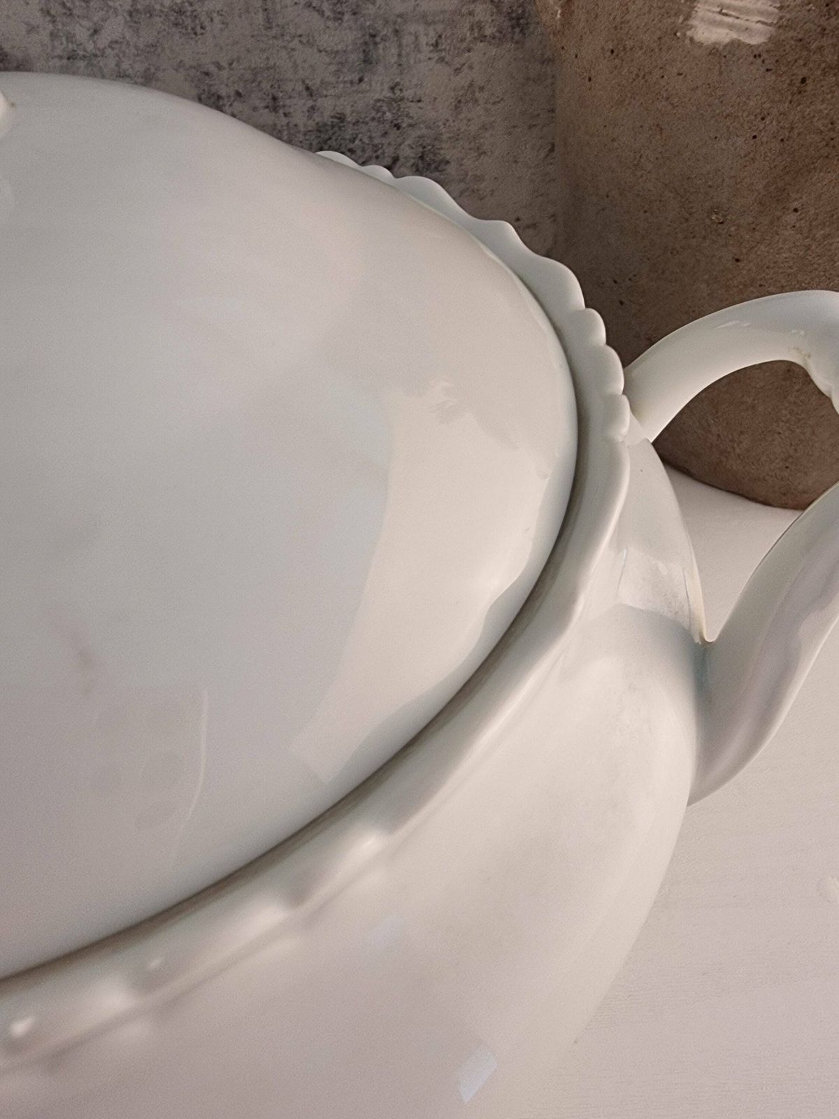 Vintage French Ironstone White Tureen, Vintage French Ironstone Serving Dish, Vintage White Tureen photo Home Decor