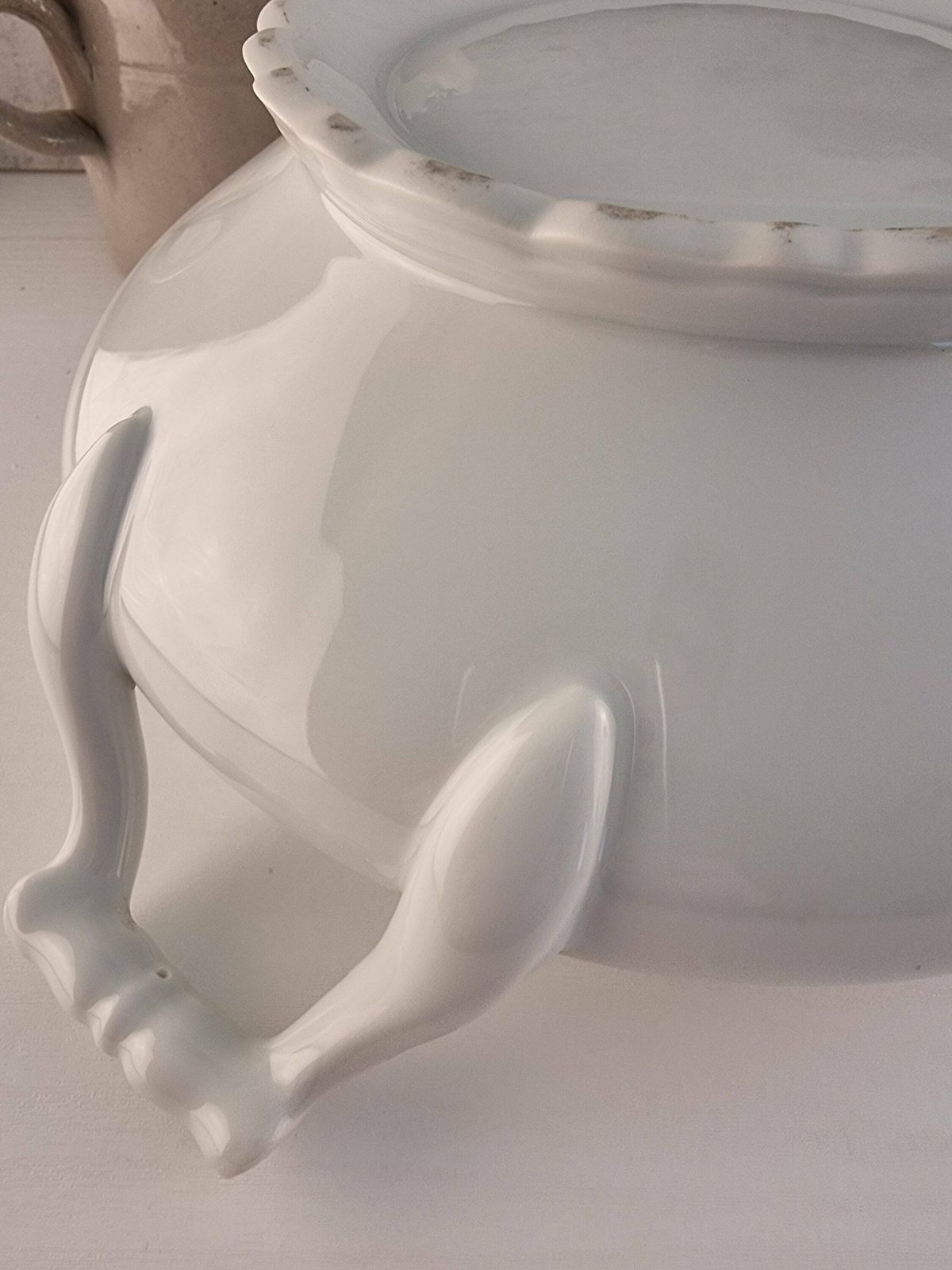 photo for sale Vintage French Ironstone White Tureen, Vintage French Ironstone Serving Dish, Vintage White Tureen