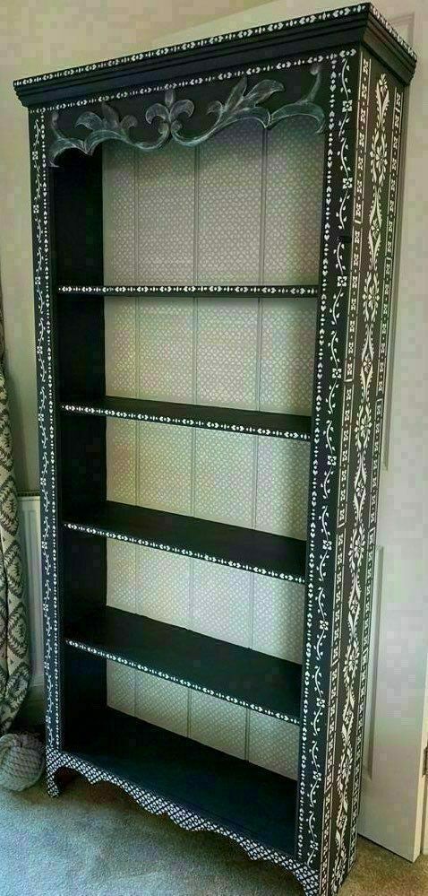Beautiful Country Ditsy Bone Inlay Bookcase Stencilled