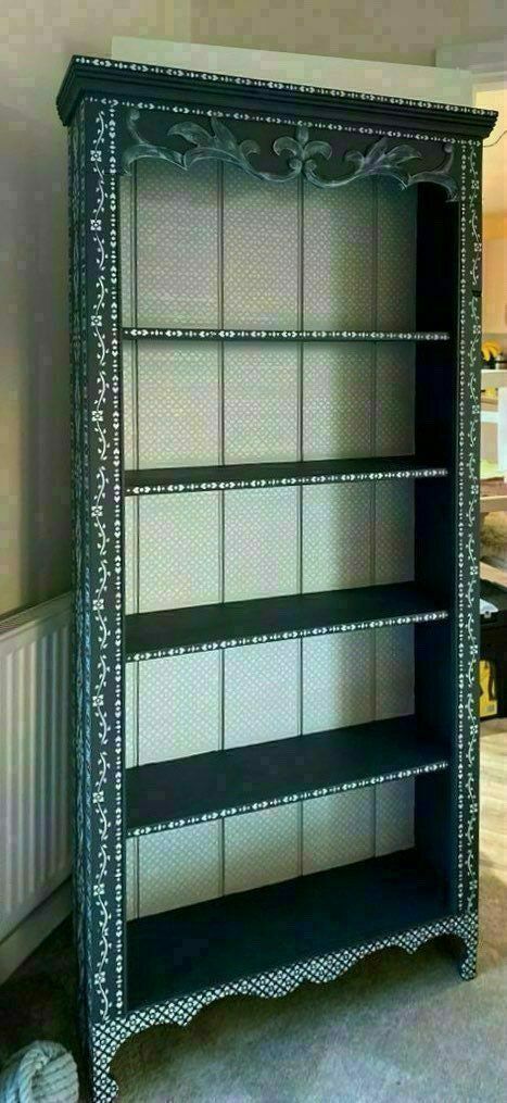 Beautiful Country Ditsy Bone Inlay Bookcase Stencilled photo for sale