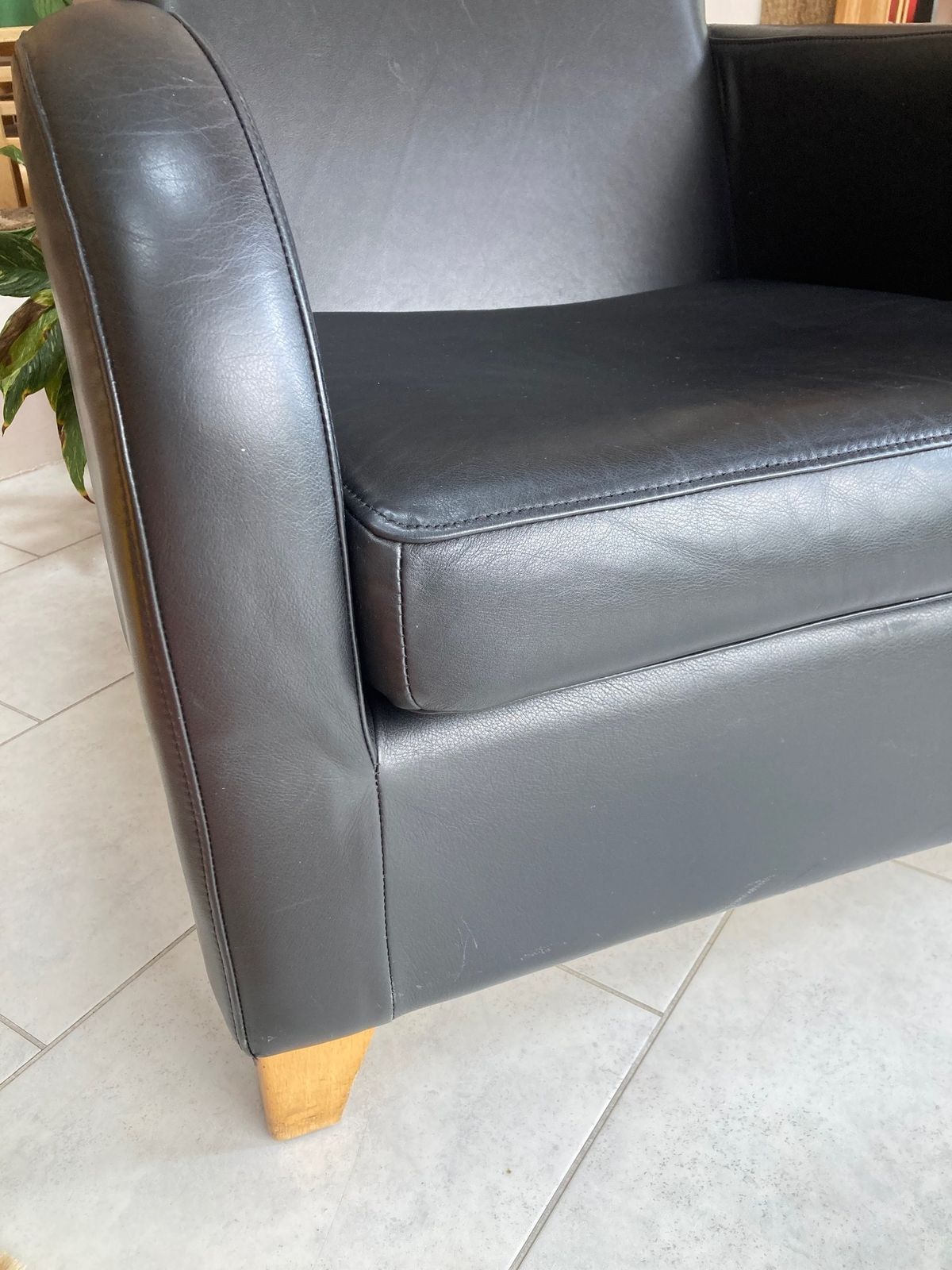 Black Leather Club Chair From Heals By Designer Roger Lewis photo Furniture