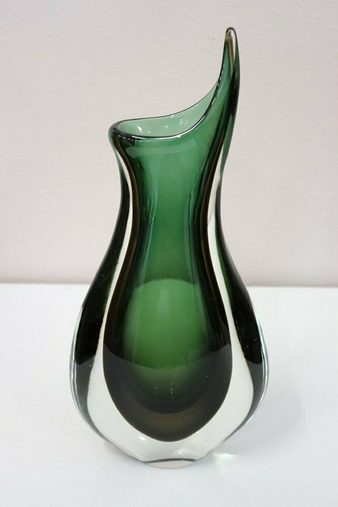 Tall Italian Vase In Murano Art Glass Attributed To Flavio Poli For Seguso, 1960s photo vintage