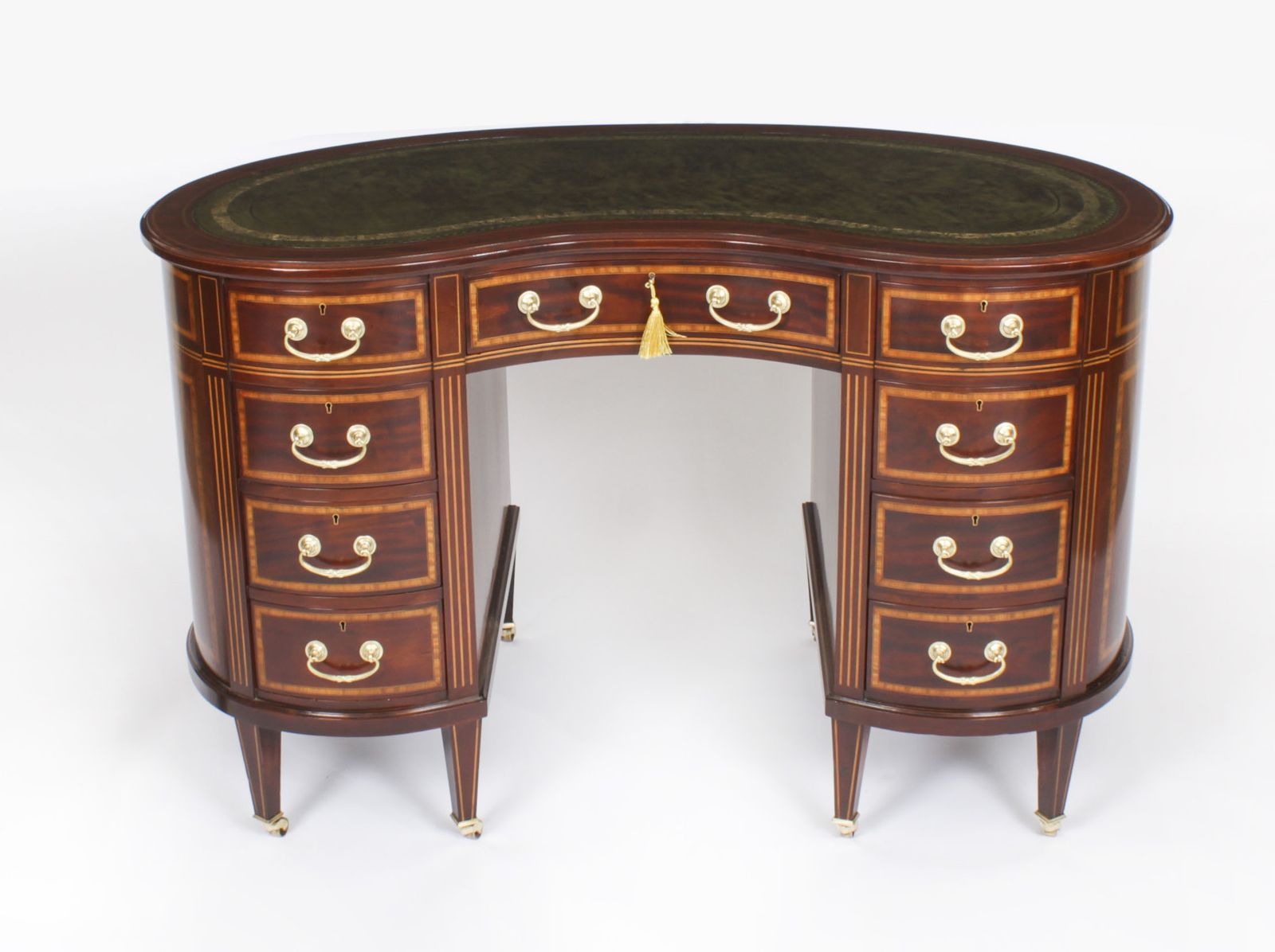 Victorian Mahogany Inlaid Kidney Desk  C1880 19th C photo furniture