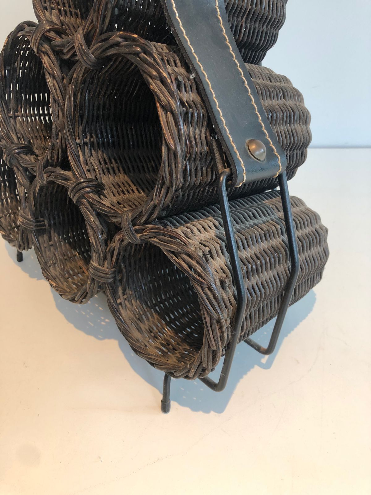 Furniture Rattan And Leather Bottle Holder photo