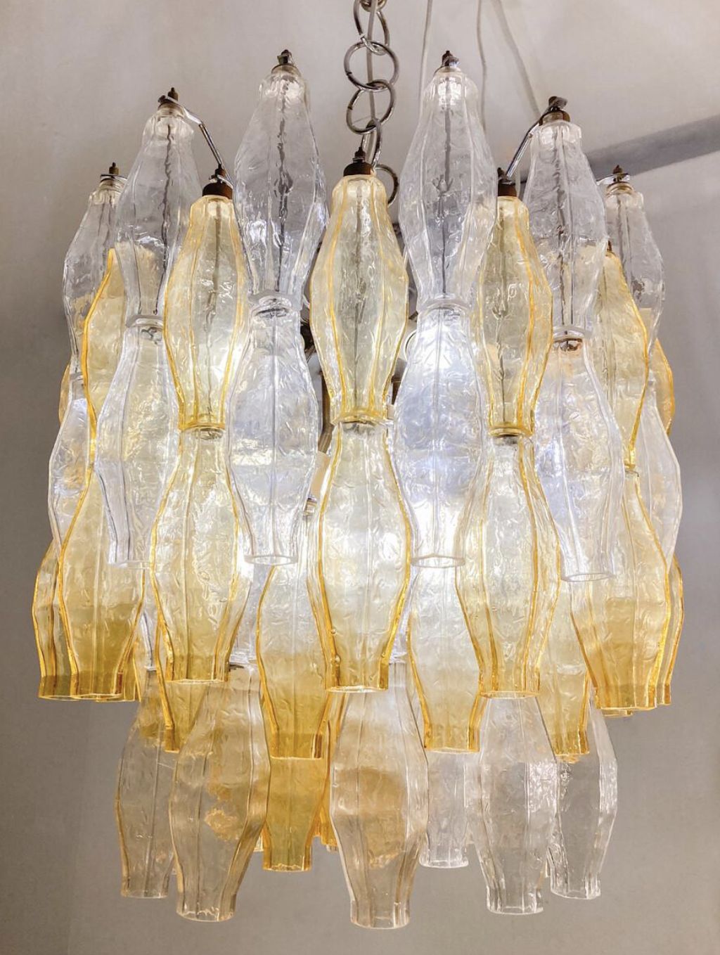 photo for sale Mid Century Murano Glass Chandelier “Polyhedr” By Carlo Scarpa For Venini, Italy