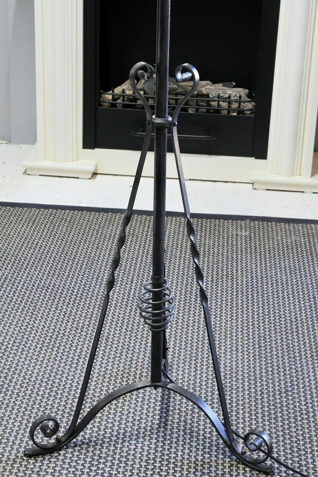 An Arts & Crafts Style Wrought Iron Brass Rise And Fall Standard Lamp photo 450.0
