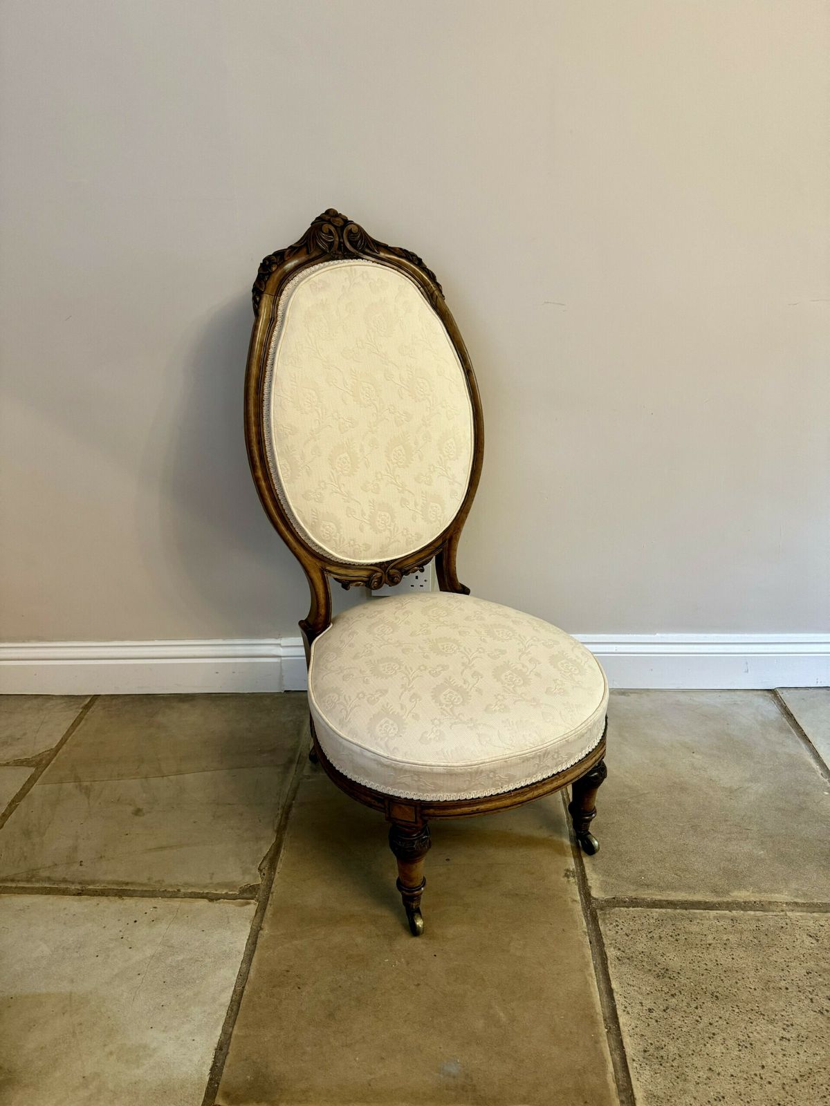 Beautiful Quality Antique Carved Walnut Ladies Chair photo furniture