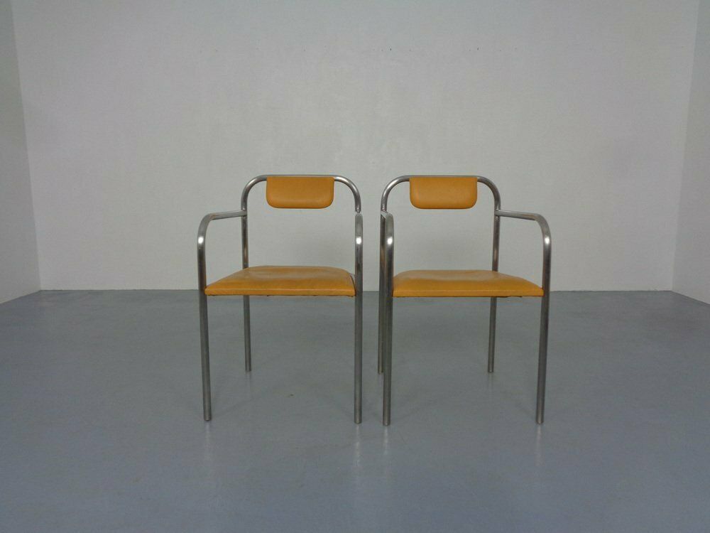 Minimalist Tubular Steel Armchairs By Thomas Wendtland, 1970s, Set Of 2