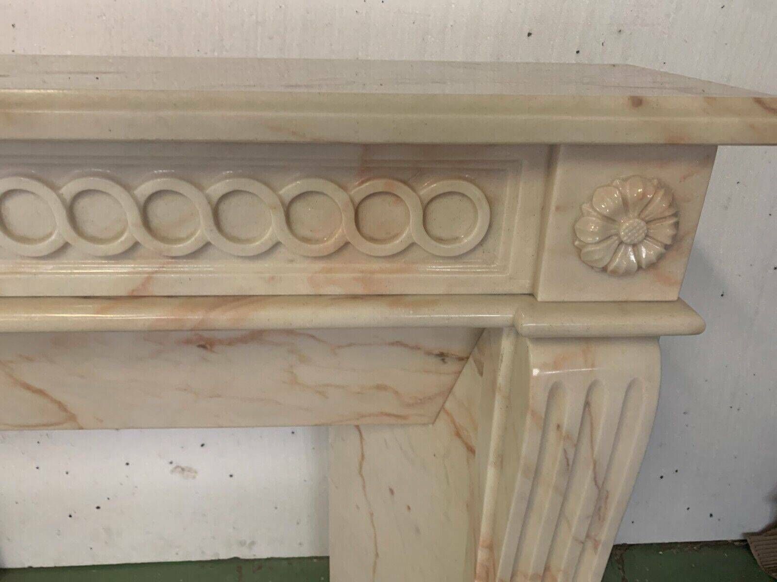 Louis XVI Style Fireplace In Pink Veined Marble XX Century photo vintage