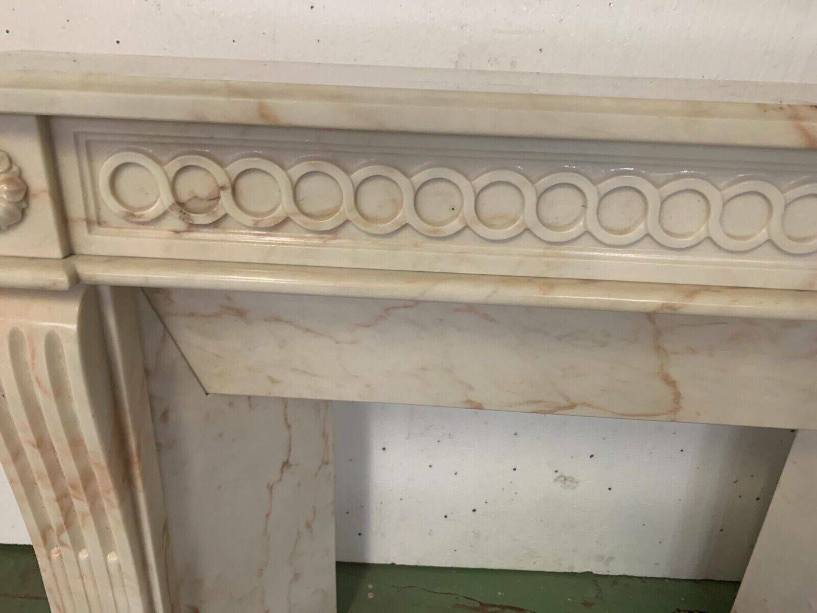 photo for sale Louis XVI Style Fireplace In Pink Veined Marble XX Century