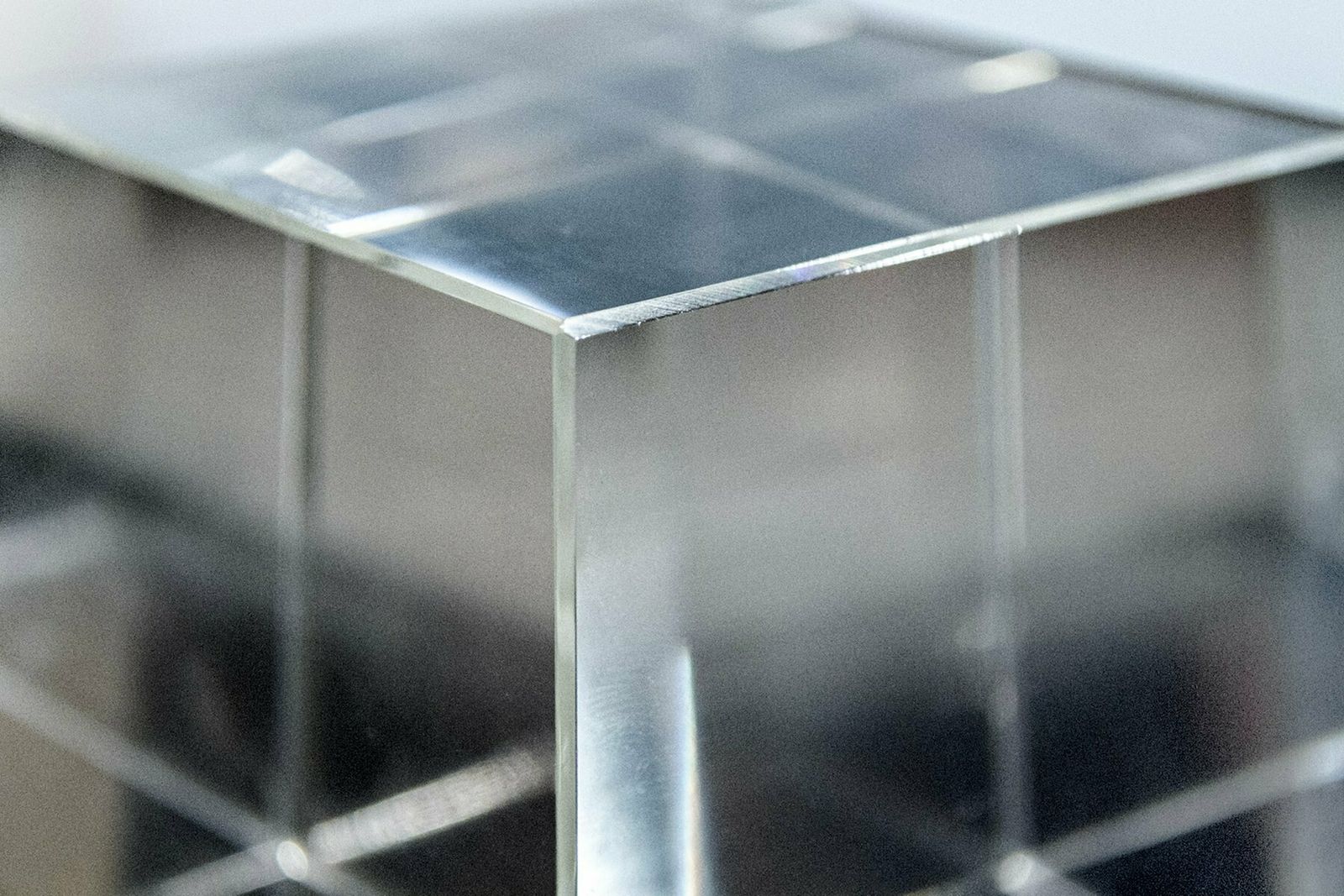 Glass And Stainless Steel Cubic Paperweight Frame By Bob Cornell, 1970s photo Home Decor