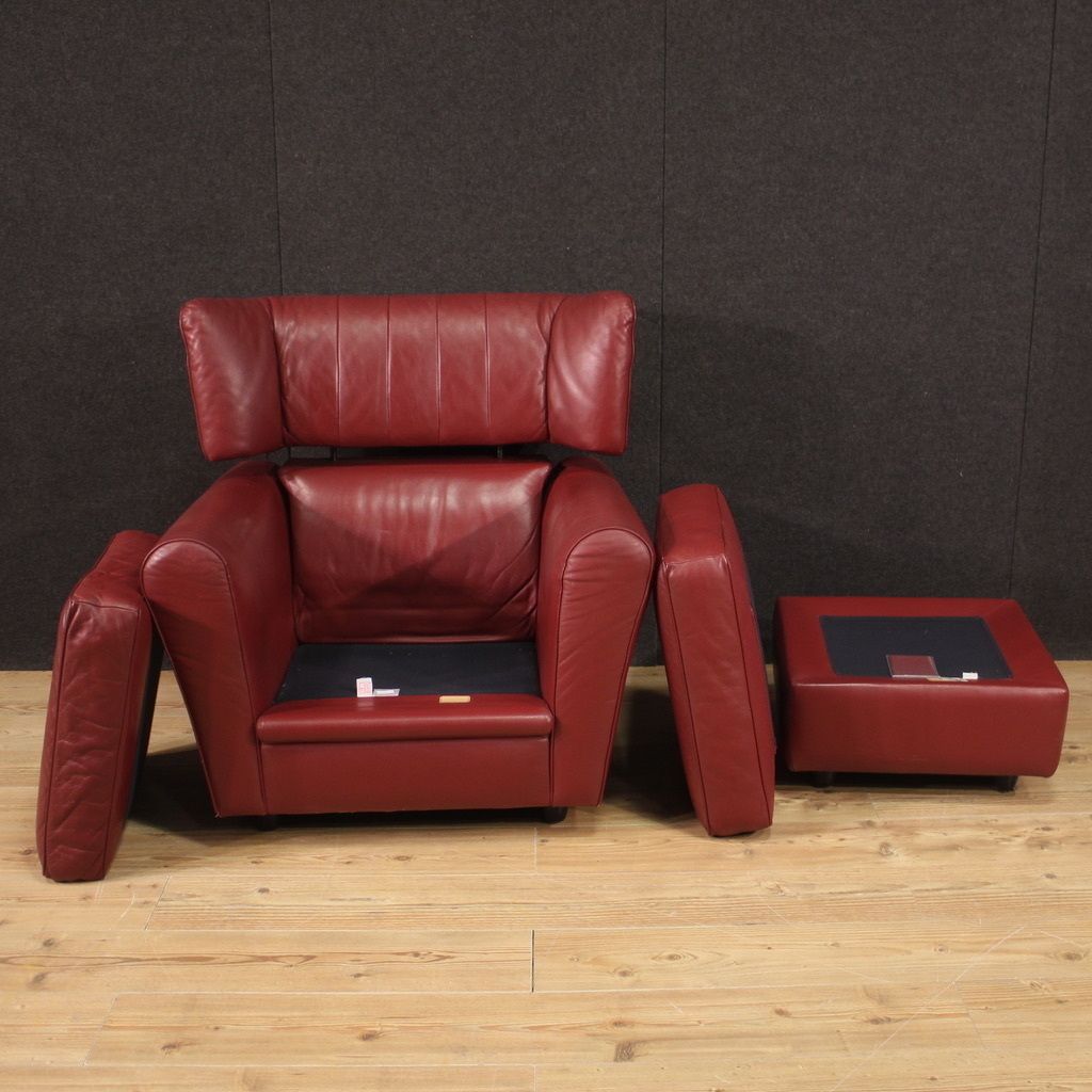 Italian Armchair With Footstool From The 80s photo for sale