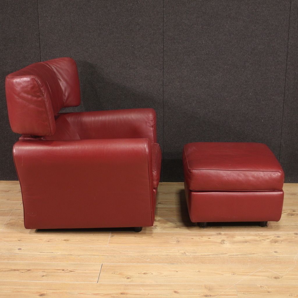 Italian Armchair With Footstool From The 80s photo vinterior
