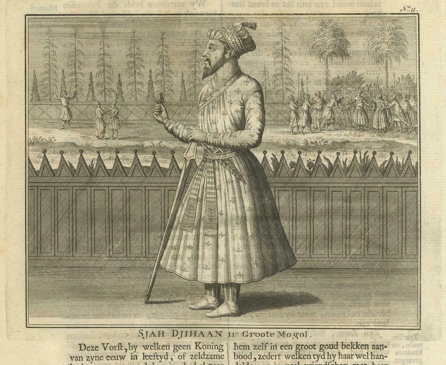 Antique Print Of The 11th Mughal Emperor By Valentijn, 1726 photo for sale
