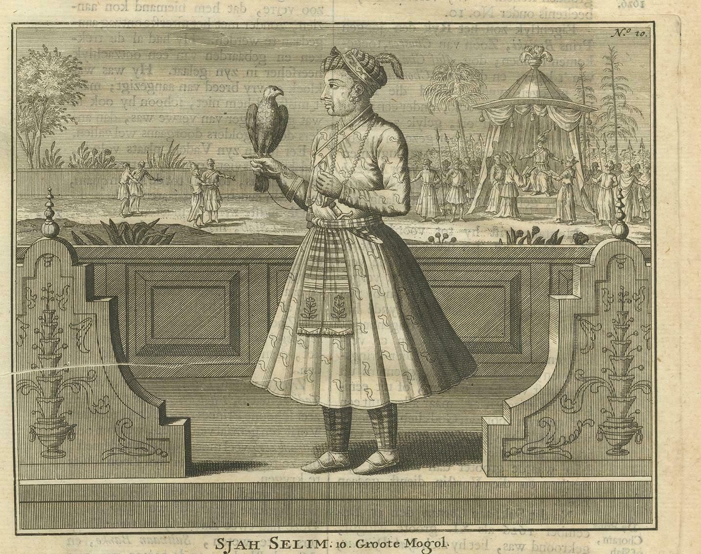 Antique Print Of The 10th Mughal Emperor By Valentijn, 1726 photo for sale