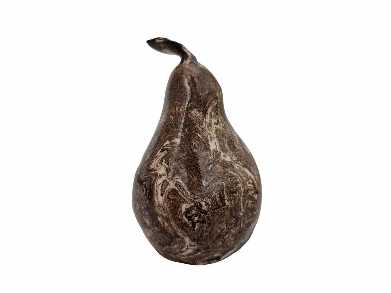 French Jaspe Pottery Pear Collection From Apt, Set Of 3, Hand Crafted Marbled Ceramic Trompe L'oeil Faux Fruit photo vintage
