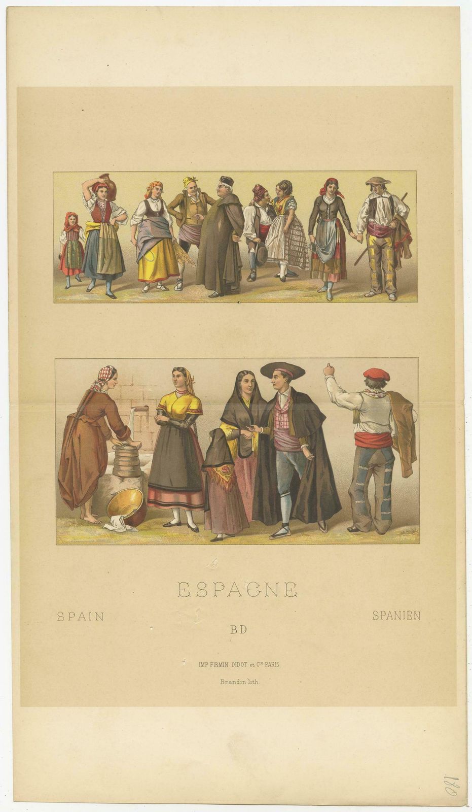 Antique Print Of Spanish Outfits By Racinet, 'Circa 1880' photo Art