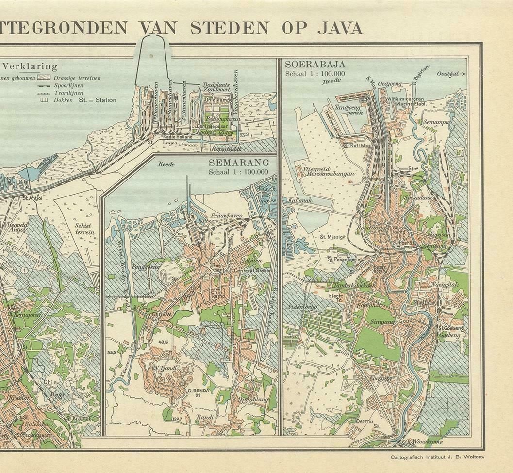 Antique Map Of Batavia, Semarang And Surabaya By Wolters 'Circa 1910' photo Art