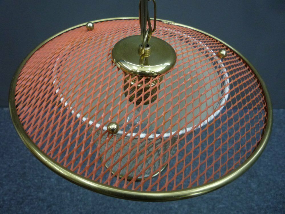 Mid Century Hanging Lamp Made Of Metal And Brass, 1950s photo Lighting