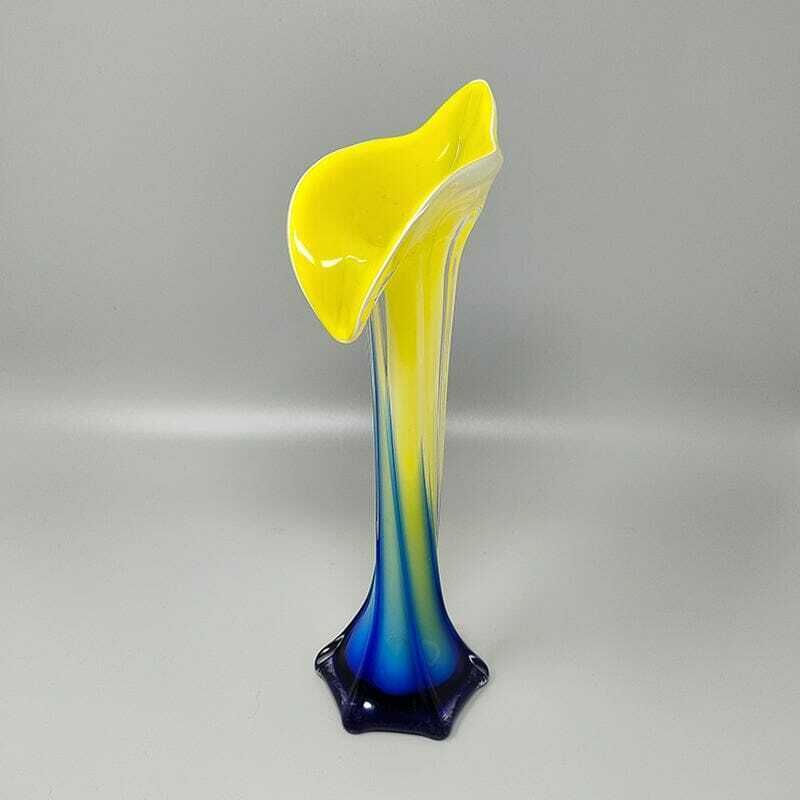 1960s Astonishing Jack In The Pulpit "Calla Lily" Vase In Murano Glass. photo Home Decor
