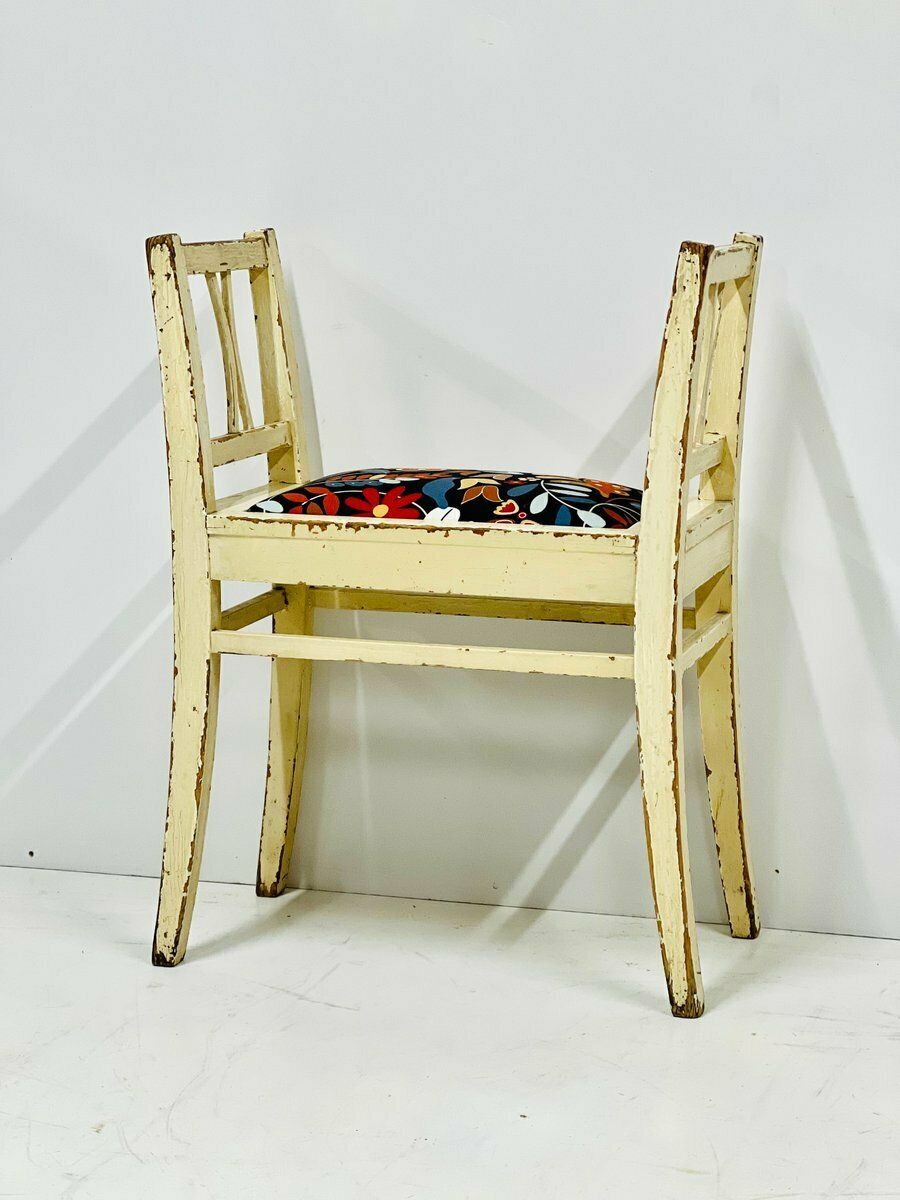 Vintage Beige Stoffen Kruk, Jaren 1920 photo for sale