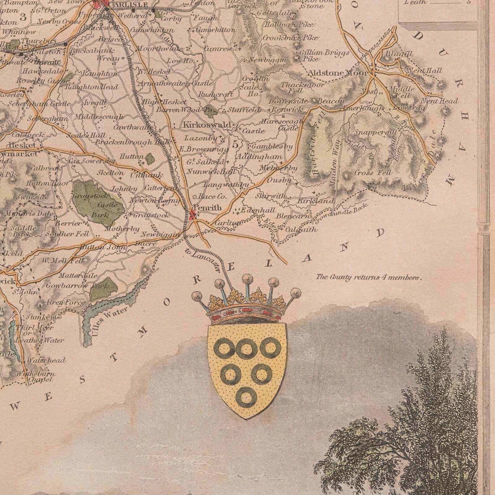 photo for sale Antique Lithography Map, Cumberland, English, Framed, Cartography, Victorian