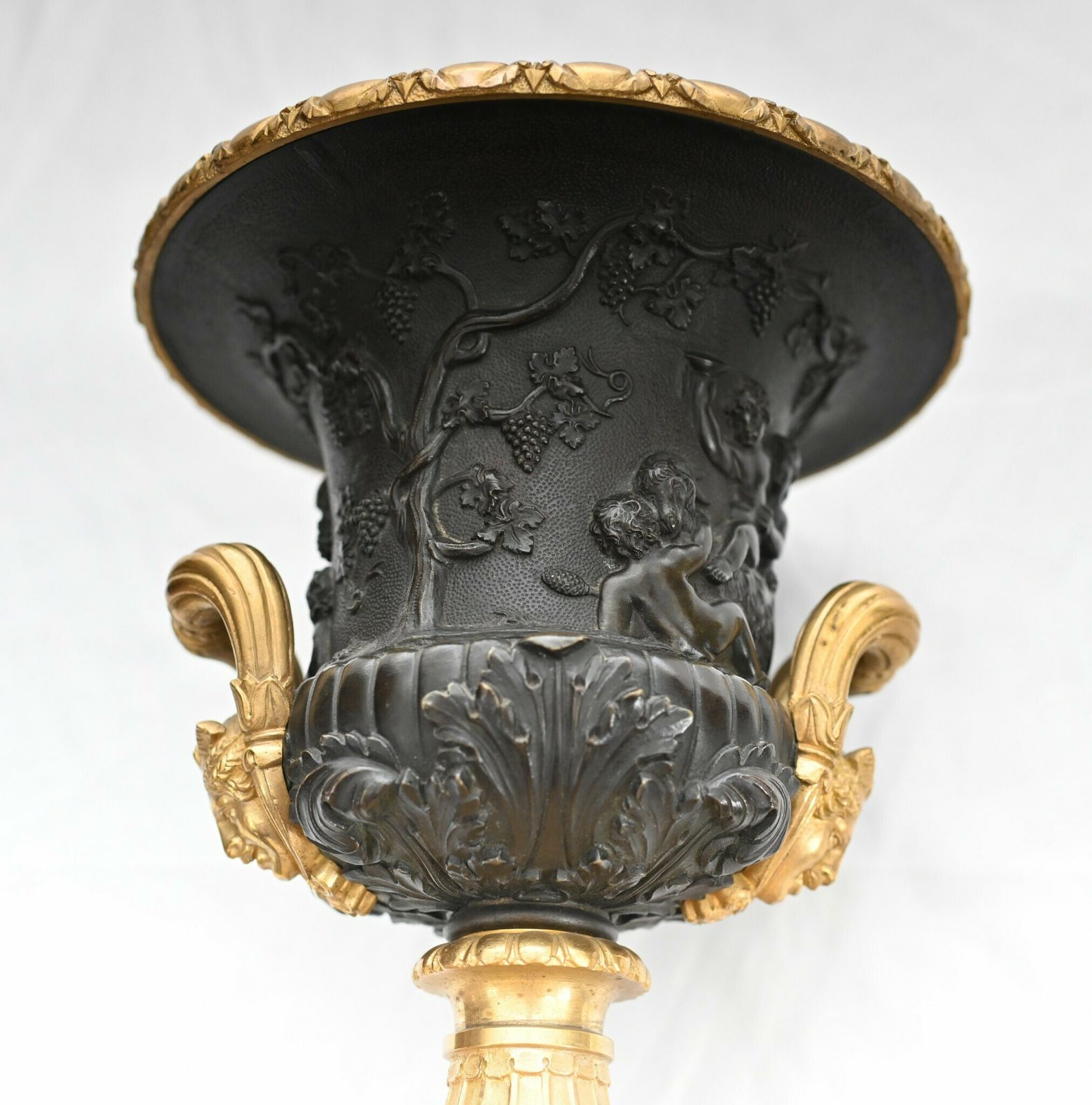 4500.0 Pair Bronze Urns Cherub Bacchus Italian Grand Tour Campana 1880 photo