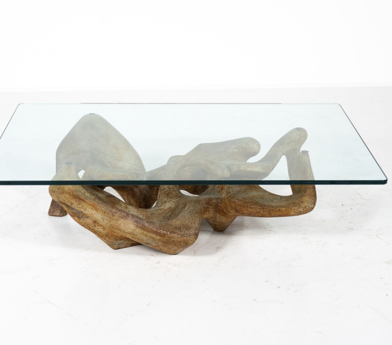 Mid Century Modern Coffee Table By Claudio Trevi, Glass And Concrete, 1970s photo furniture