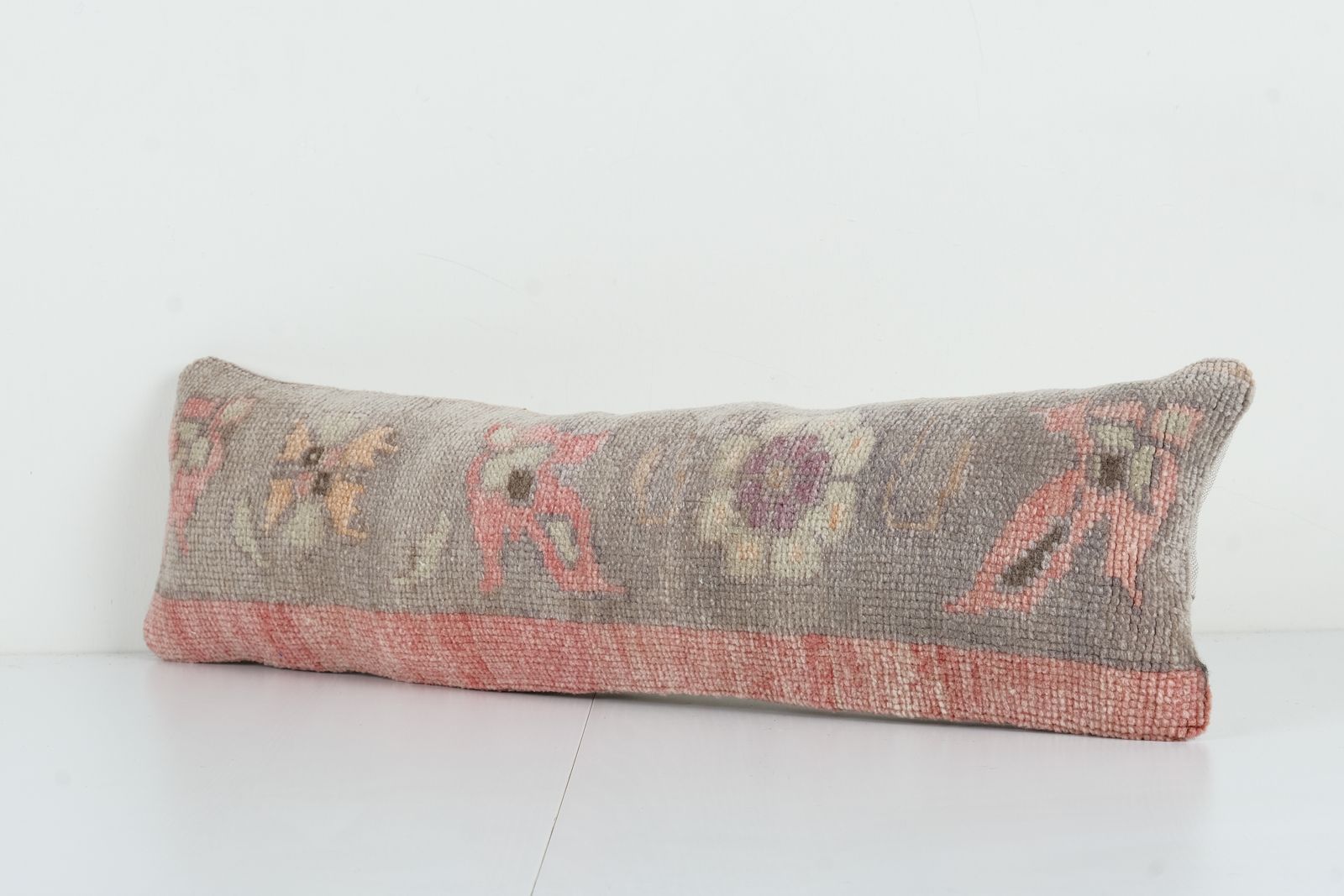 Turkish Carpet  Pillow Cover, Tribal Design Anatolian Cover, Old Pale Lumbar Pillow photo Textiles