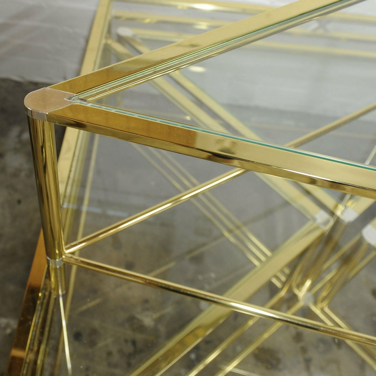 Bicolour Hollywood Regency Glass Coffee Table With Nest, 1970s photo 1395.0