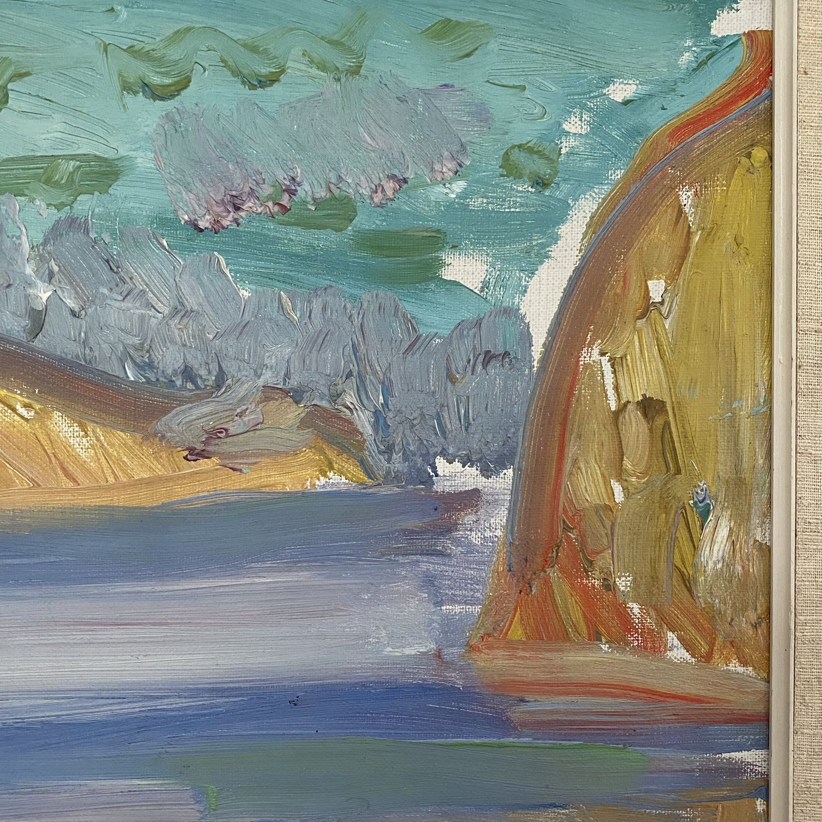 photo for sale Swedish Mid Century Coastal Landscape Painting By Arne Roland Andersson