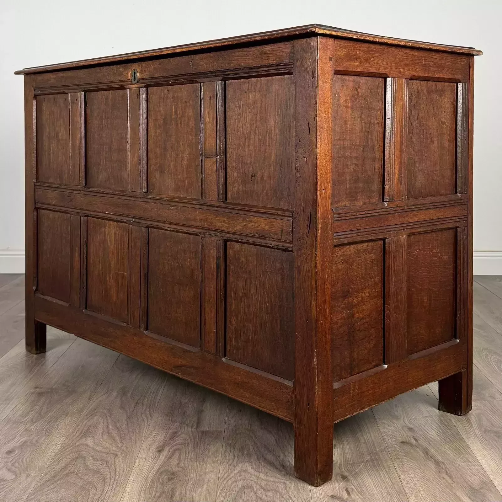 Antique 18th Century Coffer Of Unusual Size In Oak photo furniture