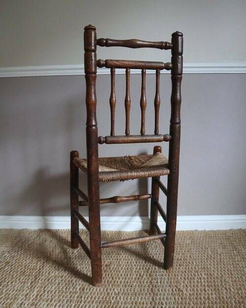 Spindle Back Wooden Chair With Rush Seat photo buy