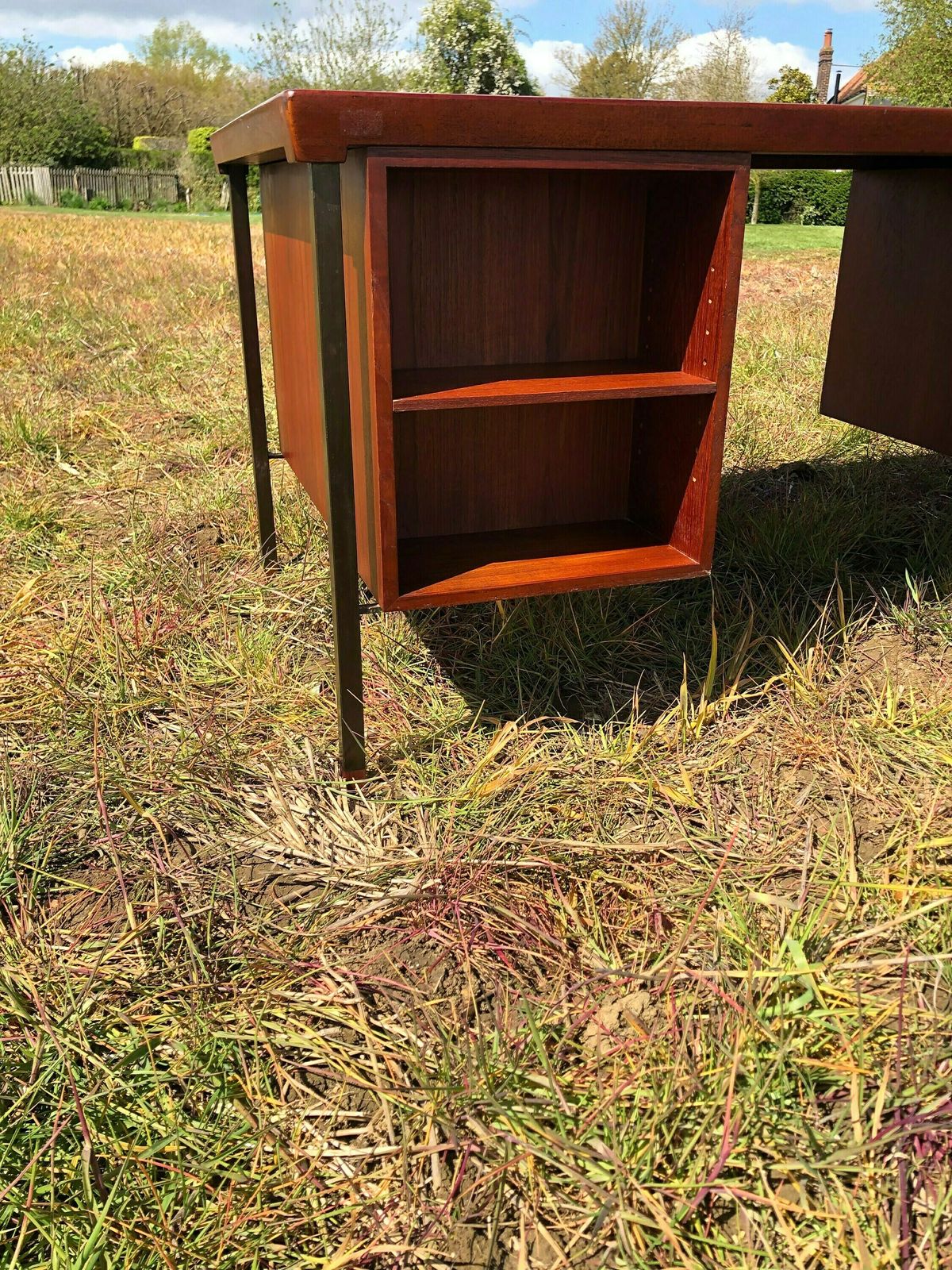 Mid Century Modern Danish Teak Partners Desk By Peter Hvidt & Orla Mølgaard Nielsen For Søborg, Denmark, 1950s photo vintage
