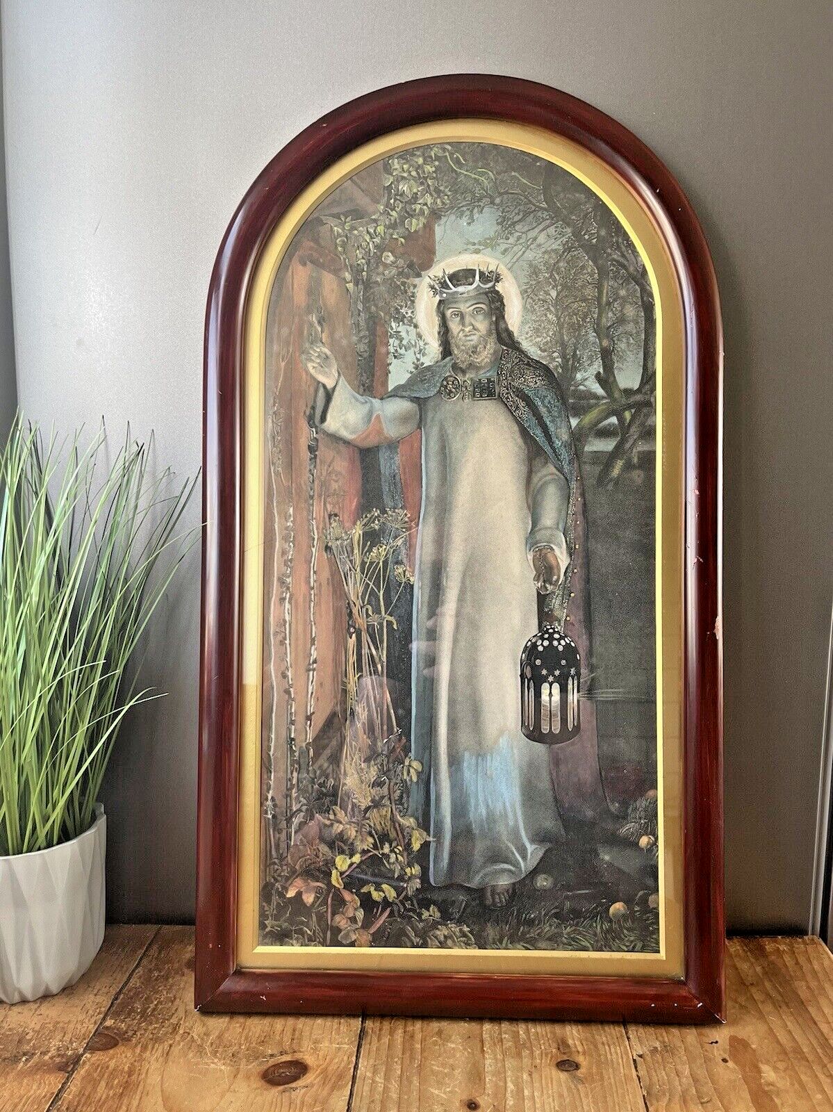 2 Framed Antique Pre Raphaelite Jesus Religious Ecclesiasrical Prints Light Of The World William Holman Hunt The Good Shepherd William Dobson photo for sale