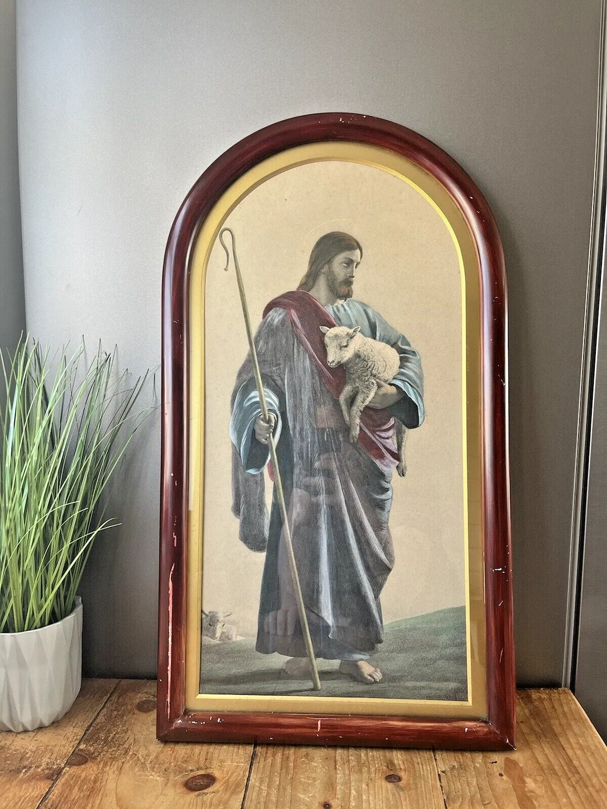 2 Framed Antique Pre Raphaelite Jesus Religious Ecclesiasrical Prints Light Of The World William Holman Hunt The Good Shepherd William Dobson photo Art
