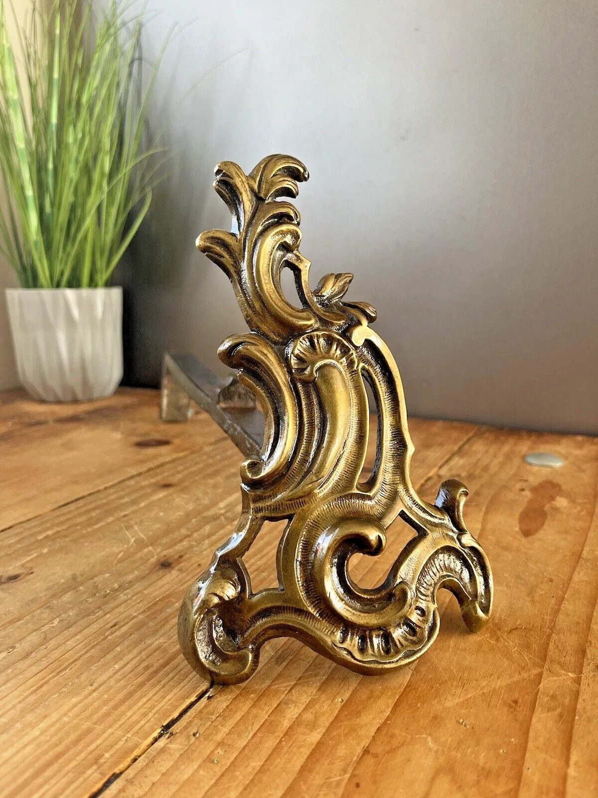 Superb Antique 19th C French Rococo Style Fireside Fire Dogs Andirons Chenet photo Home Fixtures