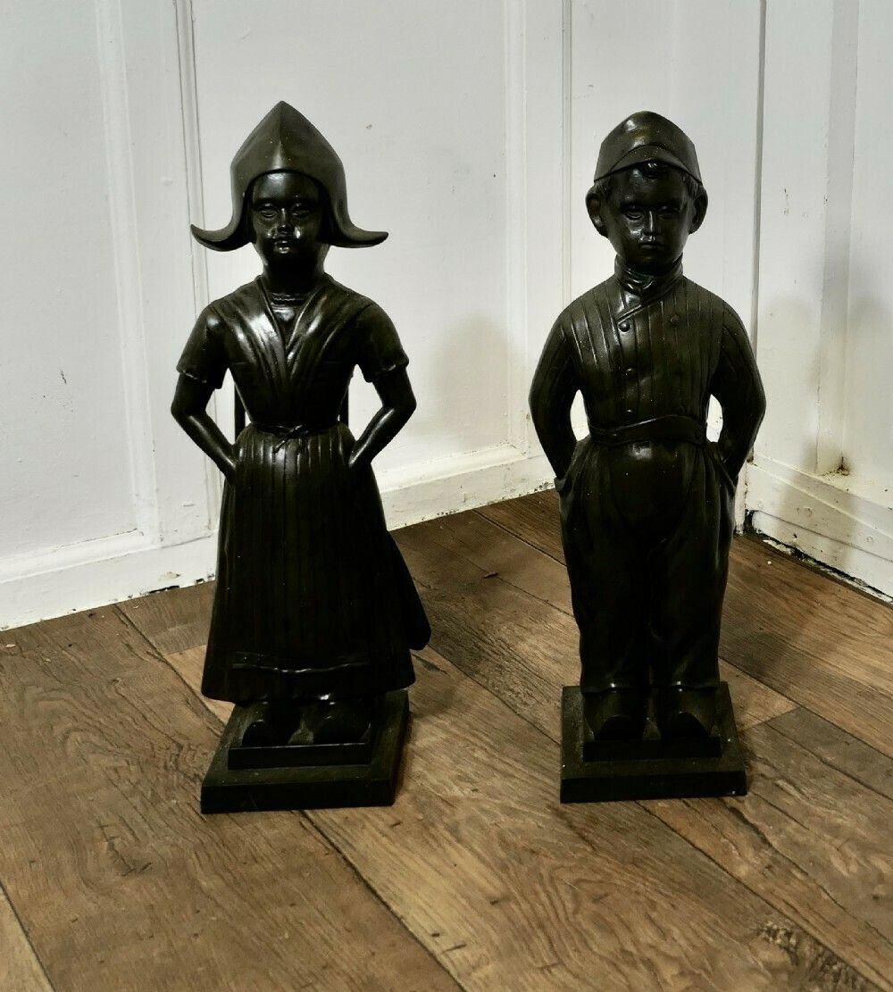 Iron Dutch Girl And Boy Companion Set photo for sale
