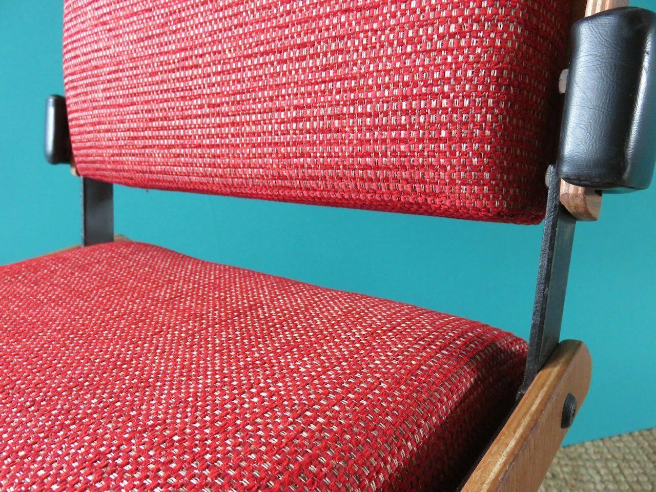 Red Fabric Chair By Alain Richard, 1970s photo Furniture