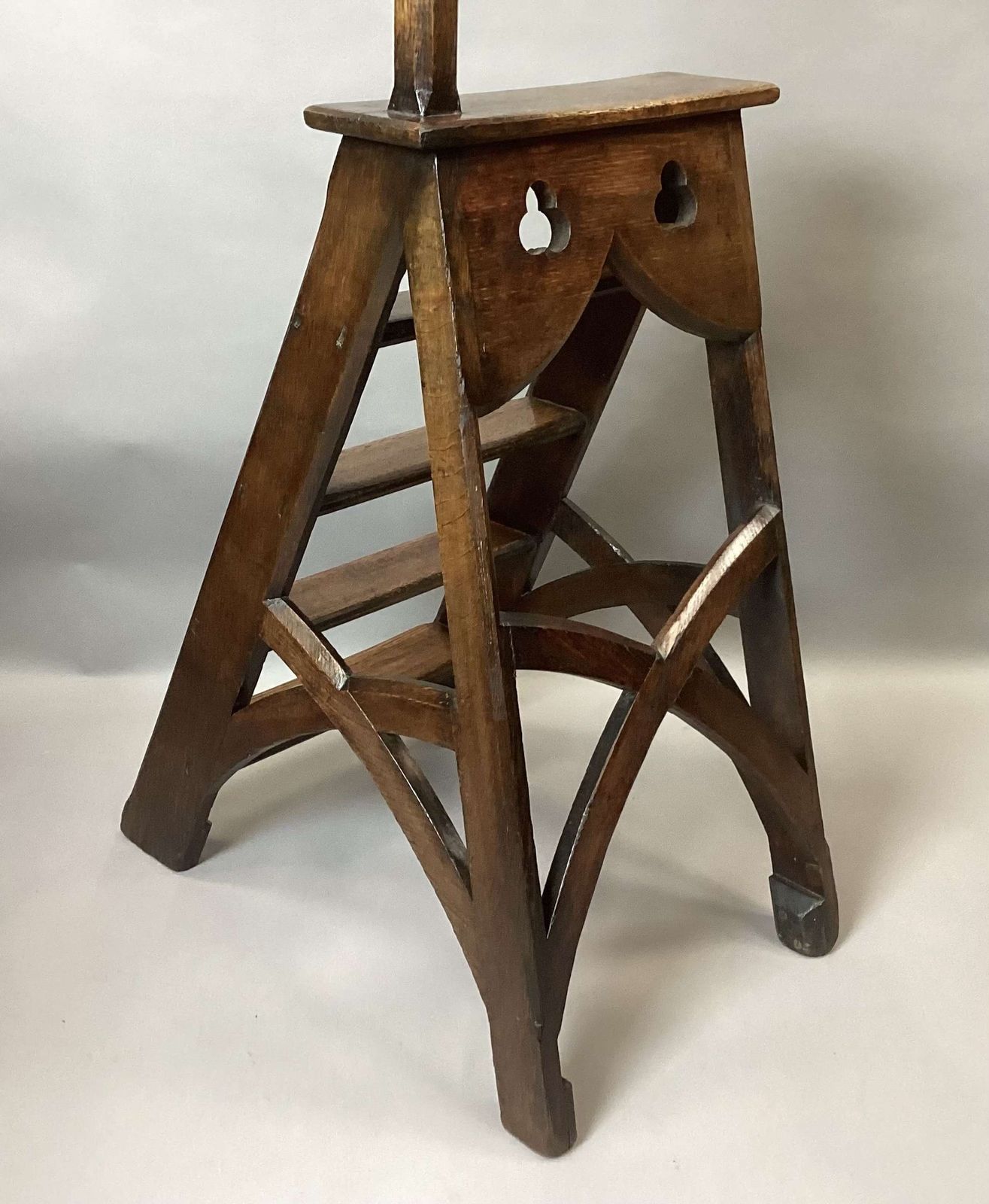 Good C19th Gothic Oak Library Steps photo for sale