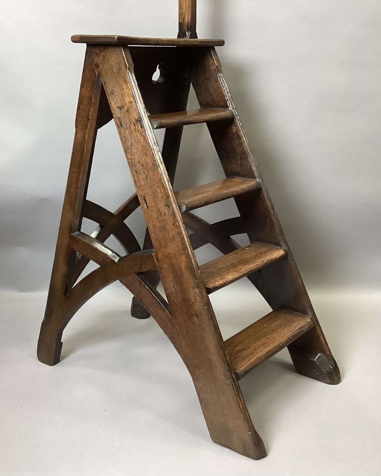Good C19th Gothic Oak Library Steps photo vinterior
