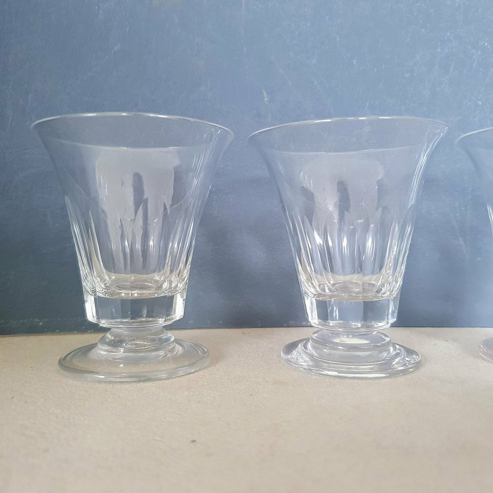 A Rare Set Of 4 Antique Regency Period Lead Crystal Small 3 1/2 Inches Tall Custard Cups, Hand Blown And Cut photo Home Decor
