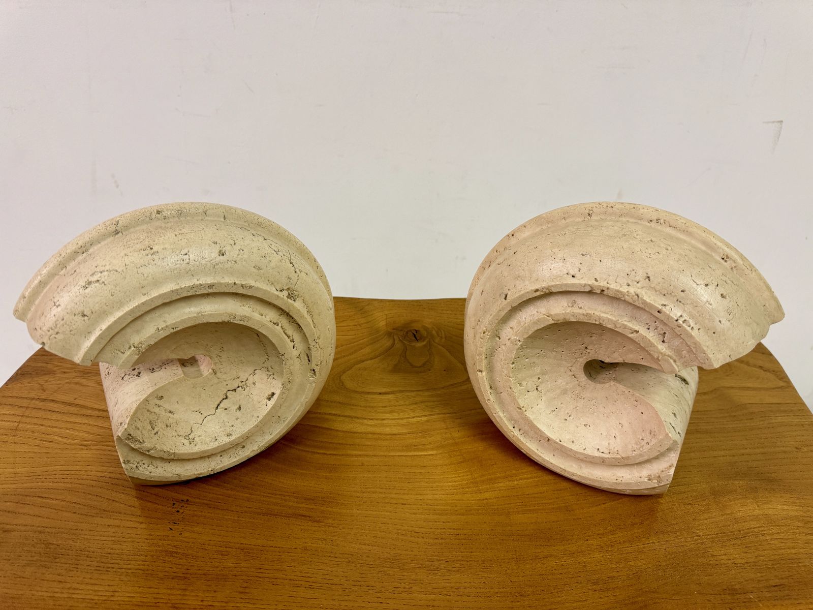 Pair Of Sculptural Travertine Lamps By Giuliano Cesari photo furniture