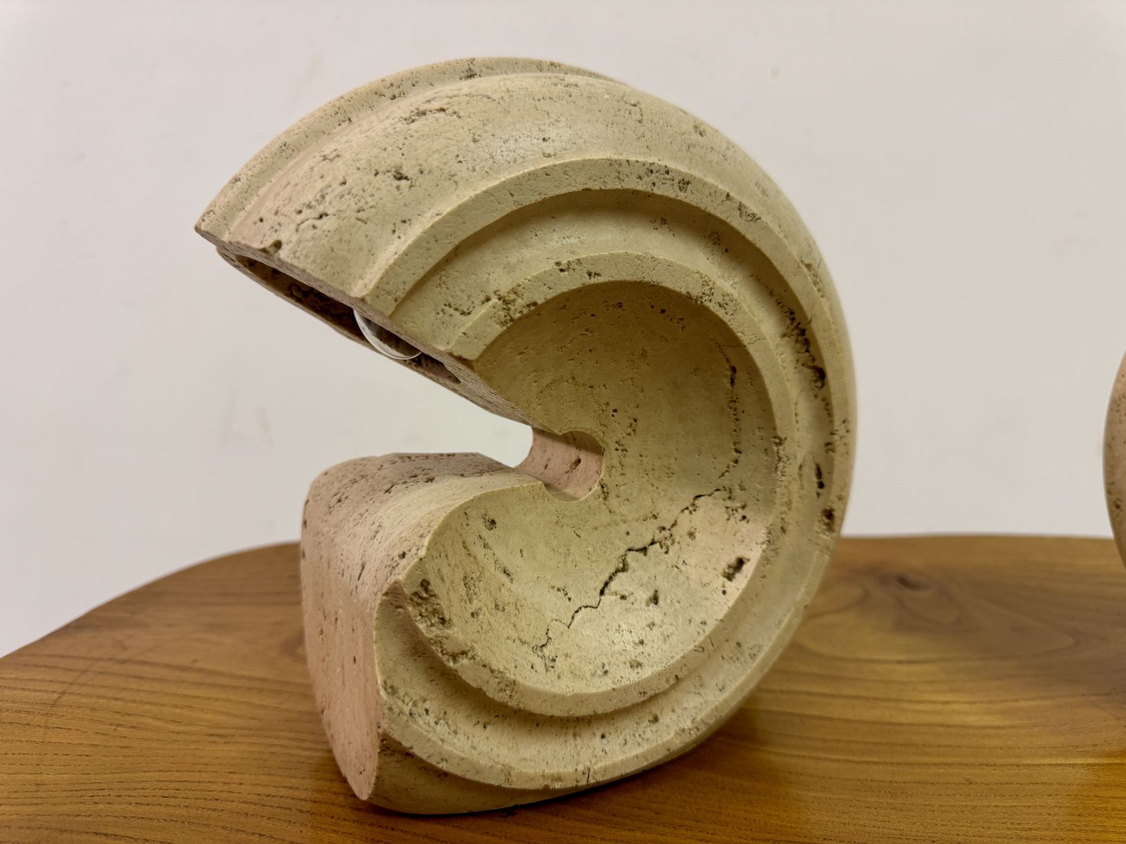 photo for sale Pair Of Sculptural Travertine Lamps By Giuliano Cesari