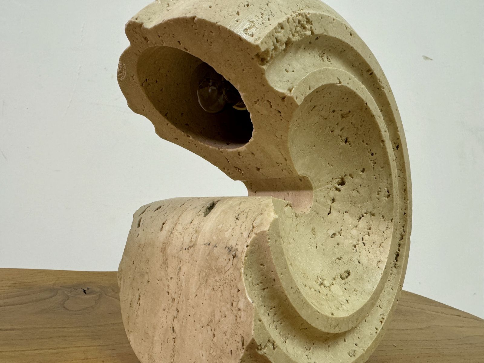 Lighting Pair Of Sculptural Travertine Lamps By Giuliano Cesari photo