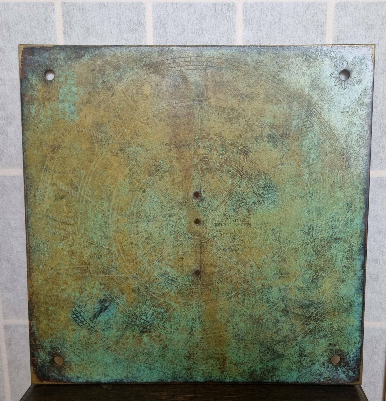 Antique Sundial Plaque Bronze Signed Chas Dobfon Bath Heavy Verdigris English photo furniture