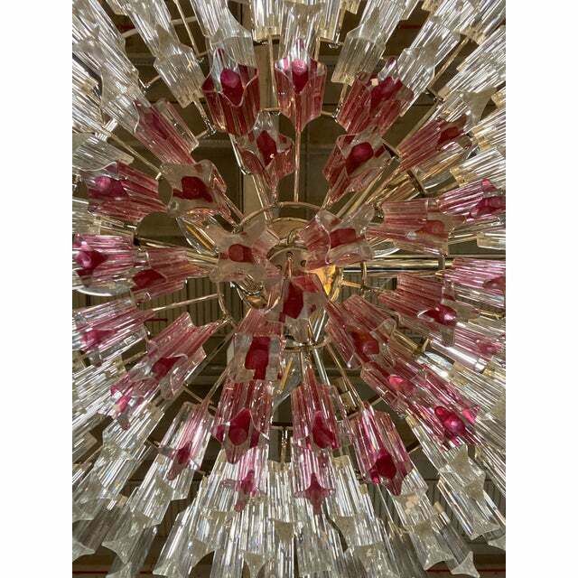 Vintage Clear And Pink “Triedro” And Quadriedro Murano Glass Chandelier photo 6800.0