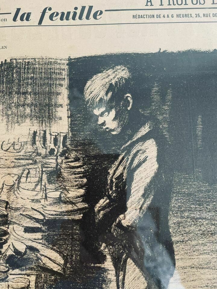 Original Framed Newspaper La Feuille No. 5, 1897. Théophile Alexandre Steinlen. photo furniture